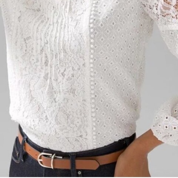 WHITE HOUSE BLACK MARKET Mixed Lace Blouse - Picture 5 of 5